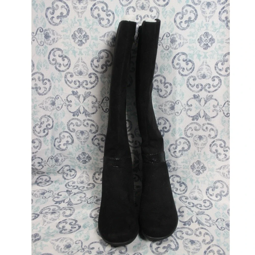 Karen Scott Black Suede Stretch Tall‎ Boots Knee High Casual Comfort Size 6